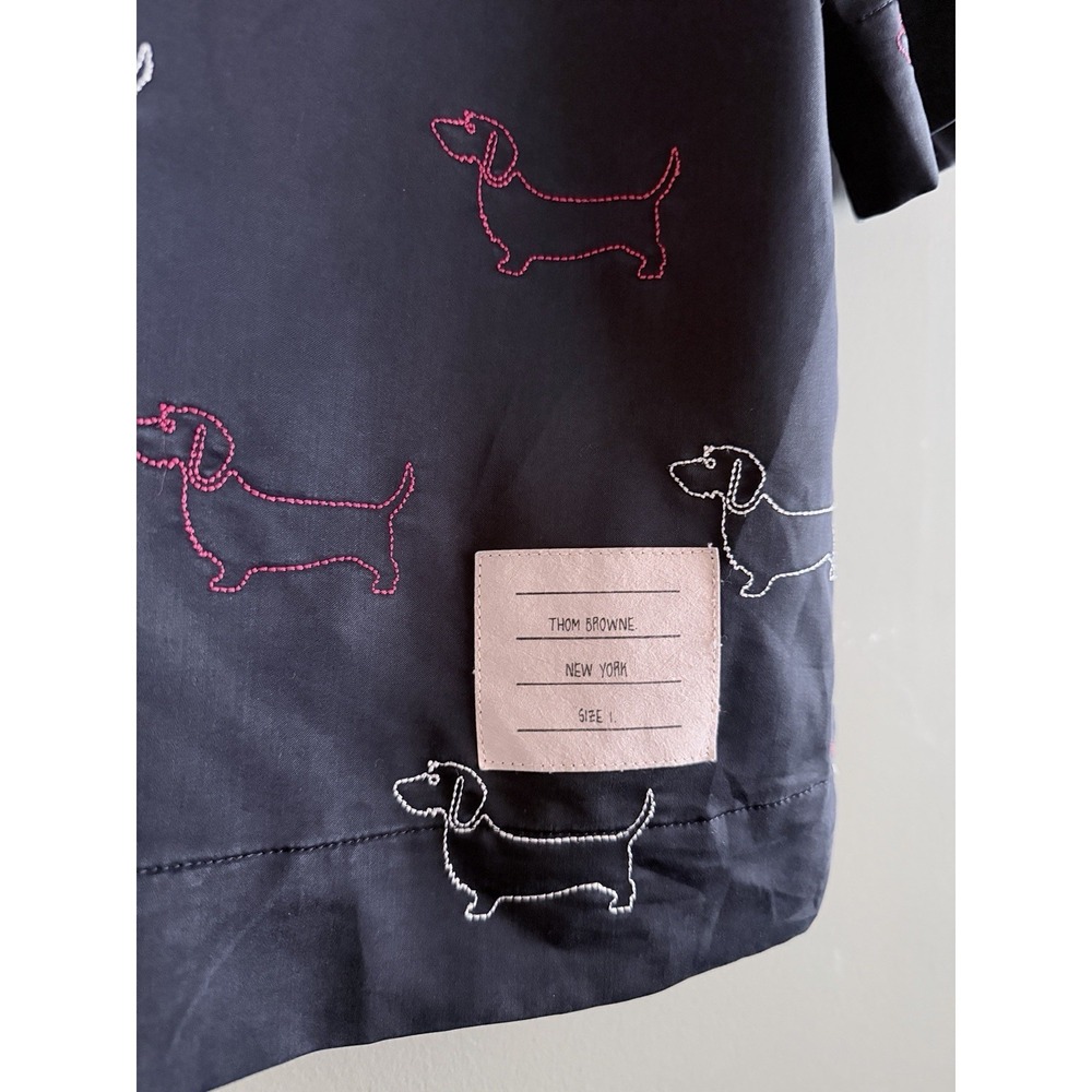 Thom Browne Hector Dachshund Embroidered Blouse Top Navy Made Japan Size 1 - Picture 5 of 12